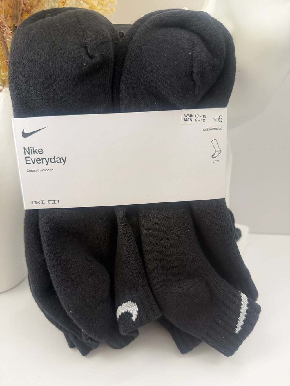 Nike Black No Show Socks 6-Pack Size L (8-12)